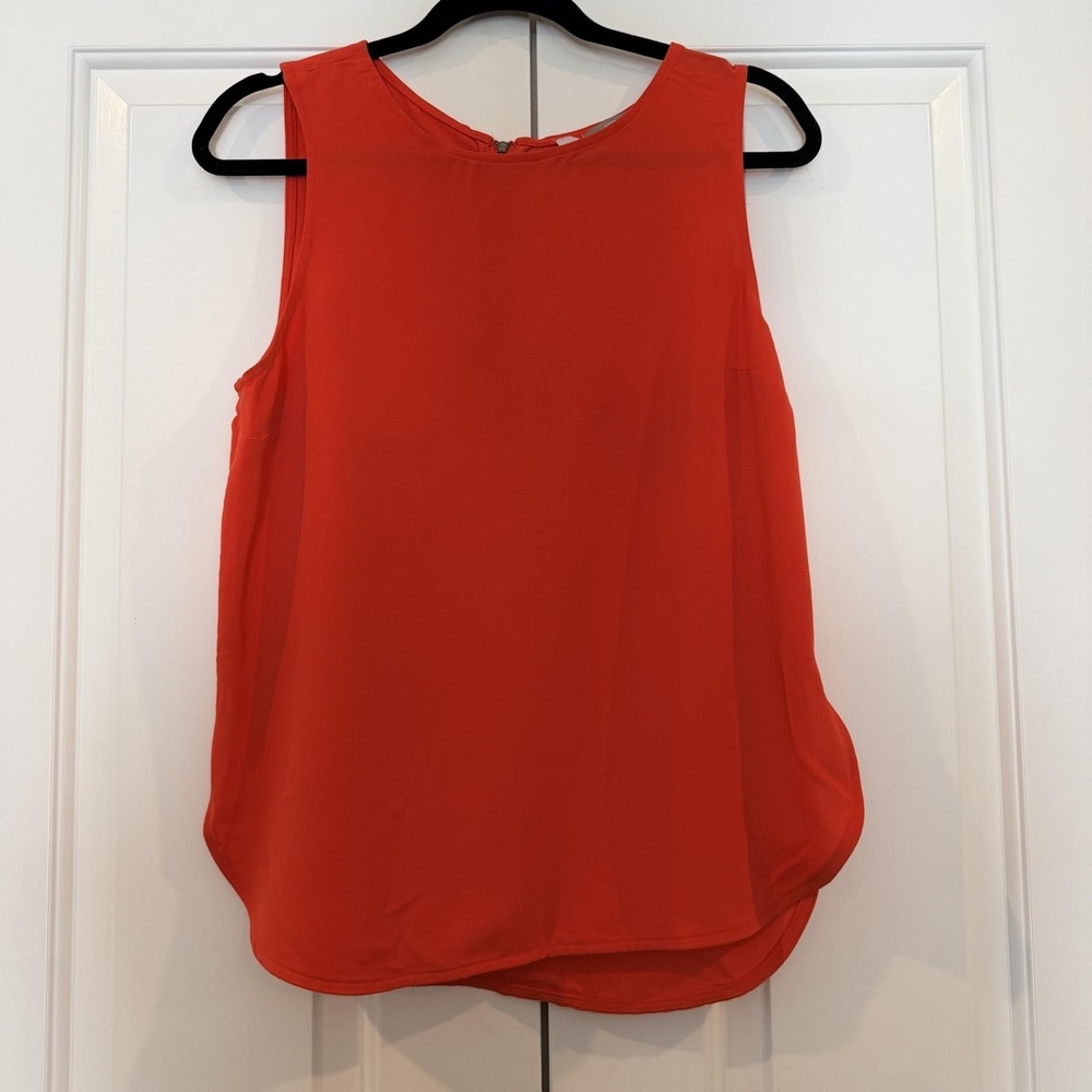 Forever 21 Tank Top Womens Medium Orange Sleeveless Zip Back Tunic Blouse